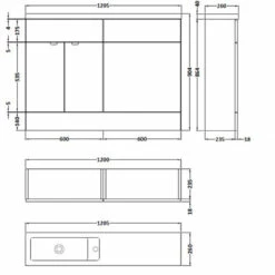 Hudson Reed Fusion Compact Combination Unit With 600mm WC Unit - 1200mm Wide - Gloss Grey 12 Hudson Reed Fusion Compact Combination Unit With 600mm WC Unit - 1200mm Wide - Gloss Grey -HEATANDPLUMB Sales hudson reed fusion compact bathroom furniture cbi908 1