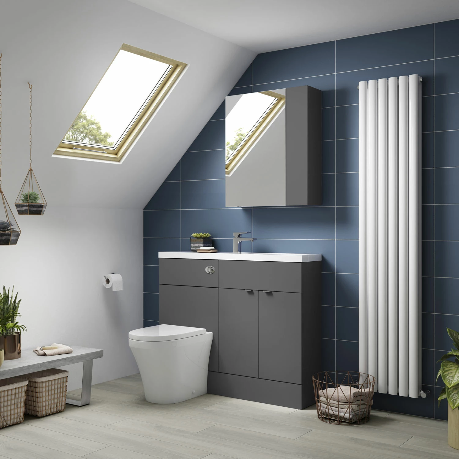 Hudson Reed Fusion Compact Combination Unit With 600mm WC Unit - 1200mm Wide - Gloss Grey 4 Hudson Reed Fusion Compact Combination Unit With 600mm WC Unit - 1200mm Wide - Gloss Grey - Image 2