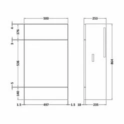 Hudson Reed Fusion Compact WC Unit 500mm Wide - Natural Oak