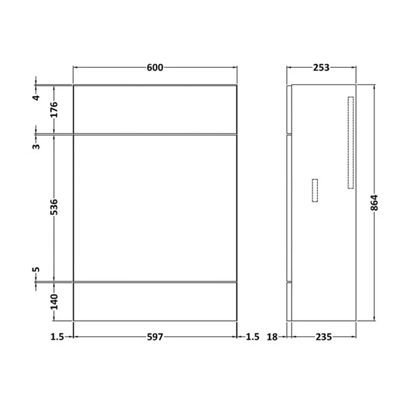 Hudson Reed Fusion Compact WC Unit 600mm Wide - Gloss White 5 Hudson Reed Fusion Compact WC Unit 600mm Wide - Gloss White - Image 3
