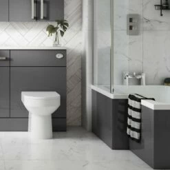 Hudson Reed Fusion Compact WC Unit With Polymarble Worktop 500mm Wide - Gloss Grey -HEATANDPLUMB Sales hudson reed fusion compact bathroom furniture off945 3