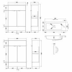 Hudson Reed Fusion Compact Vanity Unit With Basin 600mm Wide - Gloss Grey -HEATANDPLUMB Sales hudson reed fusion compact vanity unit cbi506