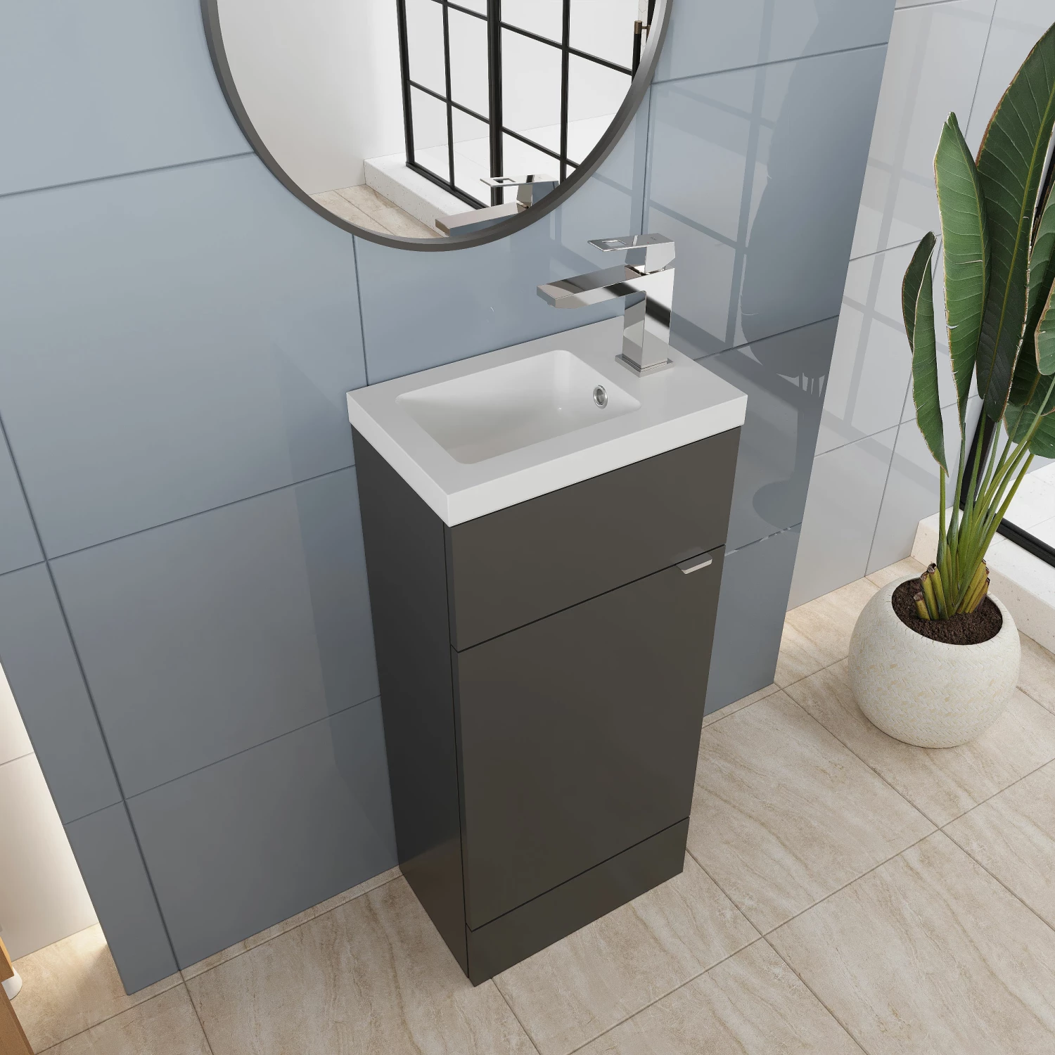 Hudson Reed Fusion Compact Vanity Unit With Basin 400mm Wide - Gloss White 4 Hudson Reed Fusion Compact Vanity Unit With Basin 400mm Wide - Gloss White - Image 2