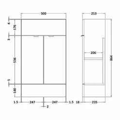 Hudson Reed Fusion Compact Vanity Unit 500mm Wide - Anthracite Woodgrain