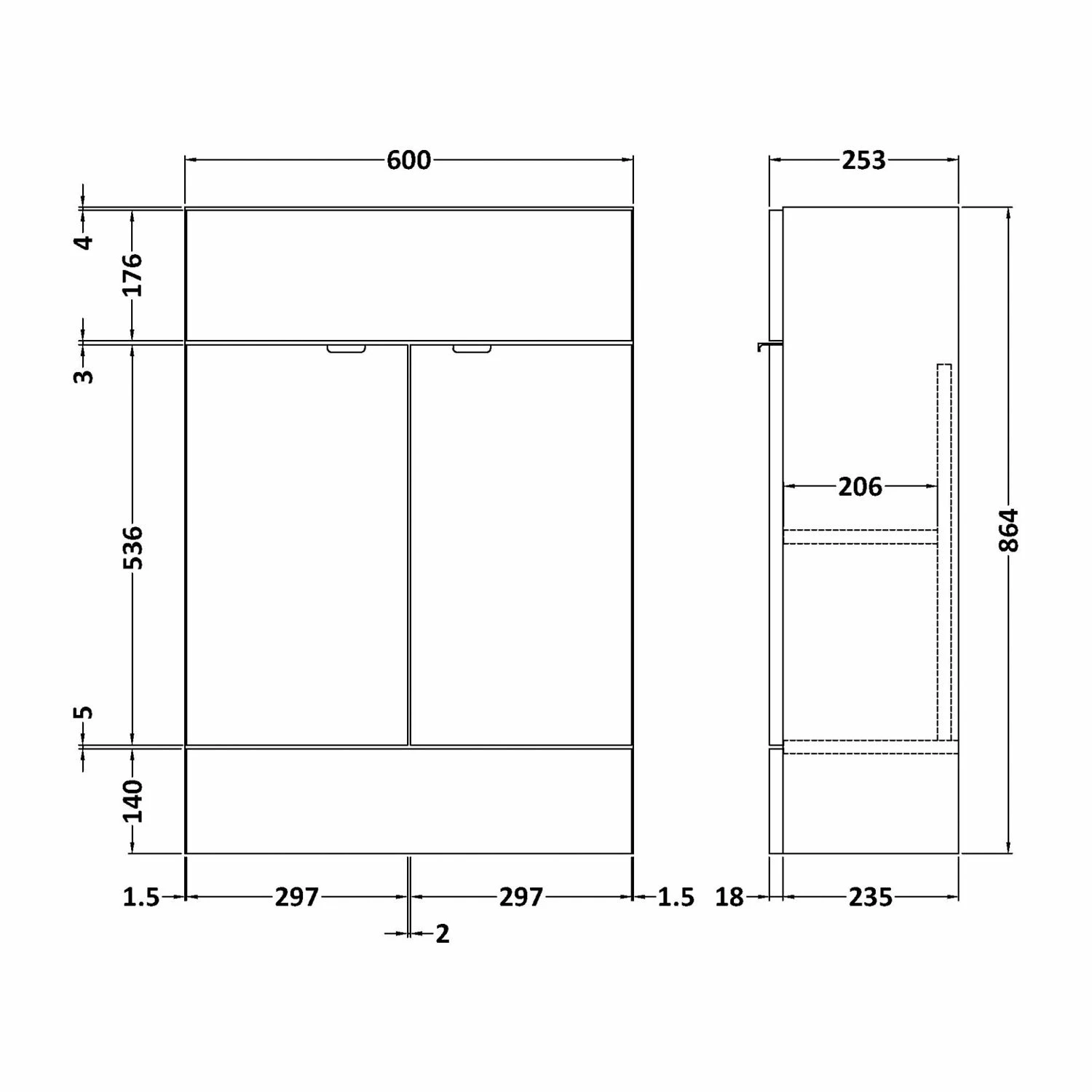Hudson Reed Fusion Compact Vanity Unit 600mm Wide - Charcoal Black Woodgrain 3 Hudson Reed Fusion Compact Vanity Unit 600mm Wide - Charcoal Black Woodgrain
