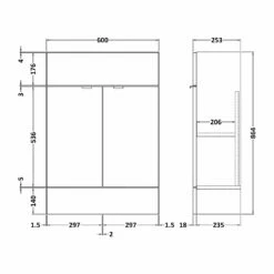 Hudson Reed Fusion Compact Vanity Unit 600mm Wide - Gloss White