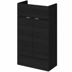 Hudson Reed Fusion LH Combination Unit With Round Semi Recessed Basin 1000mm Wide - Charcoal Black Woodgrain -HEATANDPLUMB Sales hudson reed fusion compact vanity unit off605 1