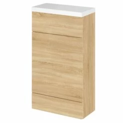 Hudson Reed Fusion Compact WC Unit With Polymarble Worktop 500mm Wide - Natural Oak