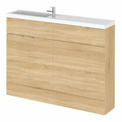 Hudson Reed Fusion Compact Combination Unit With 600mm WC Unit - 1200mm Wide - Natural Oak