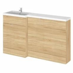 Hudson Reed Fusion LH Combination Unit With 500mm WC Unit - 1500mm Wide - Natural Oak