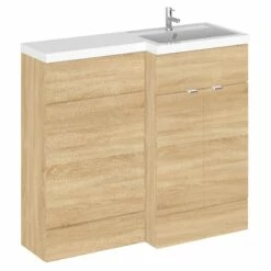 Hudson Reed Fusion RH Combination Unit With 500mm WC Unit - 1000mm Wide - Natural Oak -HEATANDPLUMB Sales hudson reed fusion furniture bathroom furniture cbi327 2