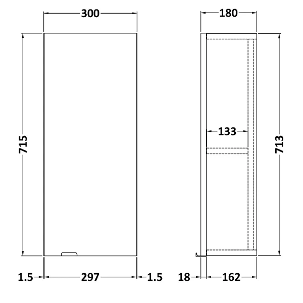 Hudson Reed Fusion Wall Unit 300mm Wide - Gloss Grey Mist 3 Hudson Reed Fusion Wall Unit 300mm Wide - Gloss Grey Mist