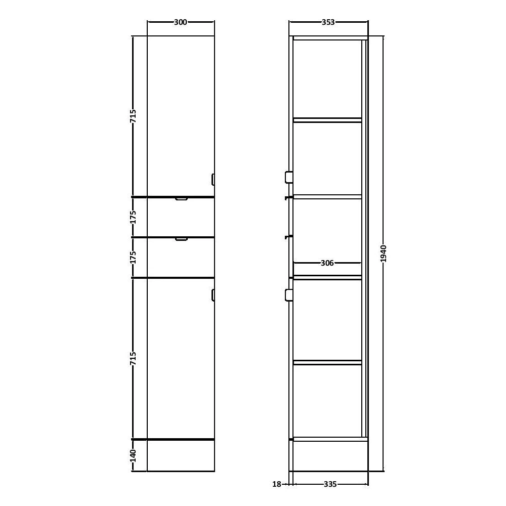 Hudson Reed Fusion Tall Tower Unit 300mm Wide - Natural Oak 3 Hudson Reed Fusion Tall Tower Unit 300mm Wide - Natural Oak