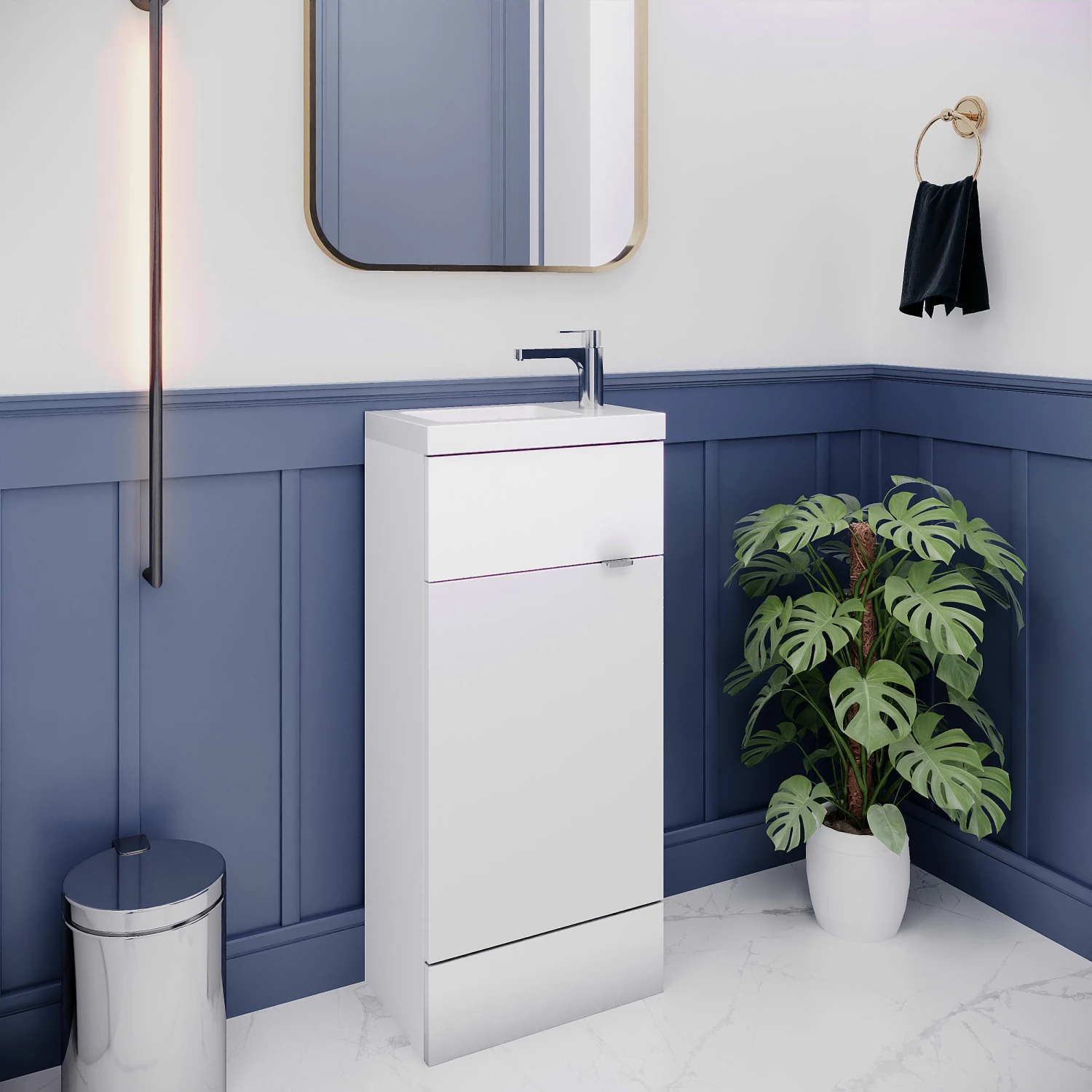 Hudson Reed Fusion Compact Vanity Unit With Basin 400mm Wide - Gloss White 6 Hudson Reed Fusion Compact Vanity Unit With Basin 400mm Wide - Gloss White - Image 4