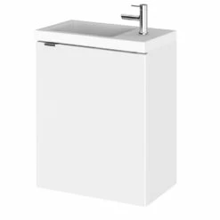 Hudson Reed Fusion Wall Hung 1-Door Vanity Unit With Compact Basin 400mm Wide - Gloss White -HEATANDPLUMB Sales hudson reed fusion vanity unit cbi137