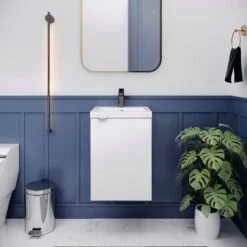 Hudson Reed Fusion Wall Hung 1-Door Vanity Unit With Basin 400mm Wide - Gloss White -HEATANDPLUMB Sales hudson reed fusion vanity unit cbi139 2