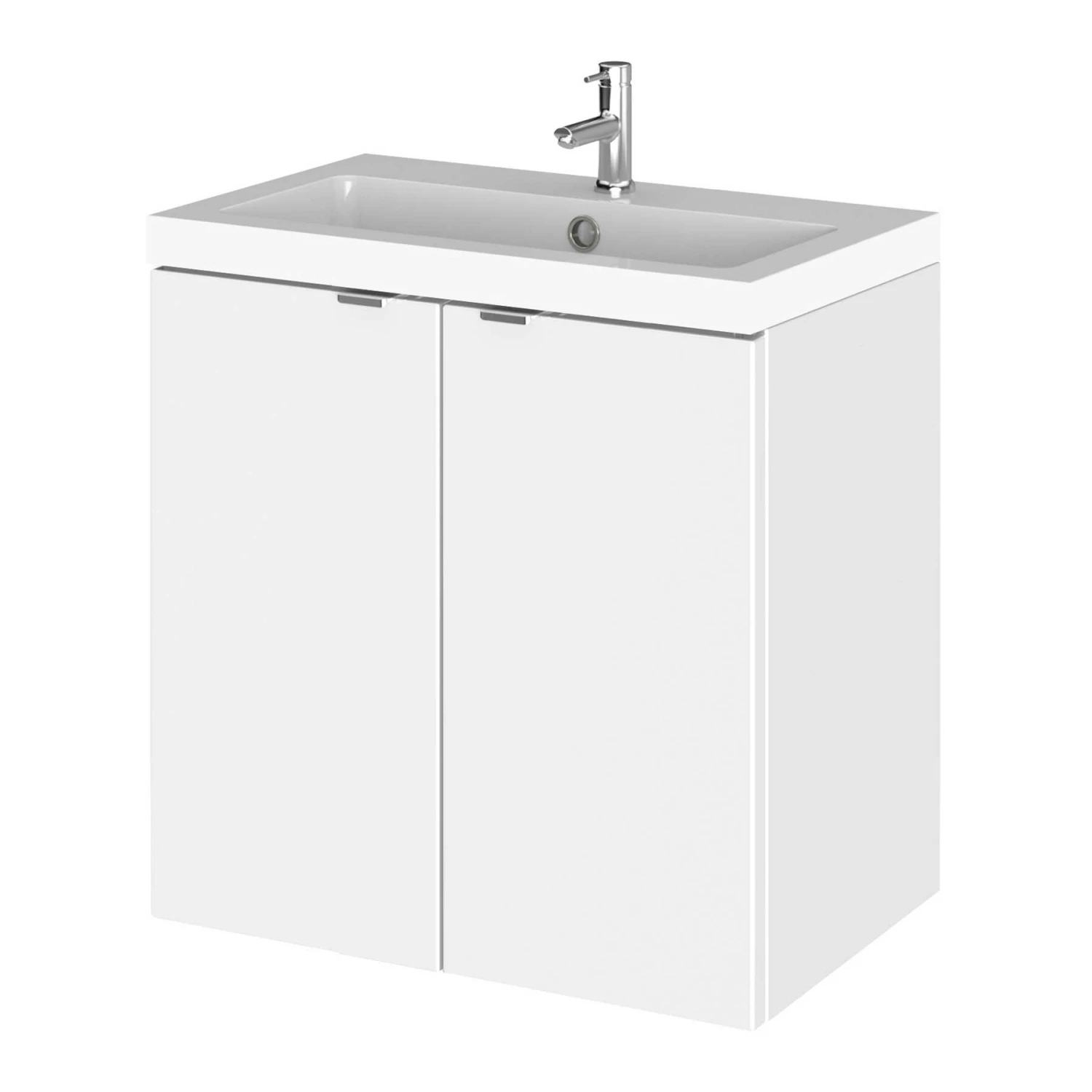 Hudson Reed Fusion Wall Hung 2-Door Vanity Unit With Basin 500mm Wide - Gloss White 5 Hudson Reed Fusion Wall Hung 2-Door Vanity Unit With Basin 500mm Wide - Gloss White - Image 3