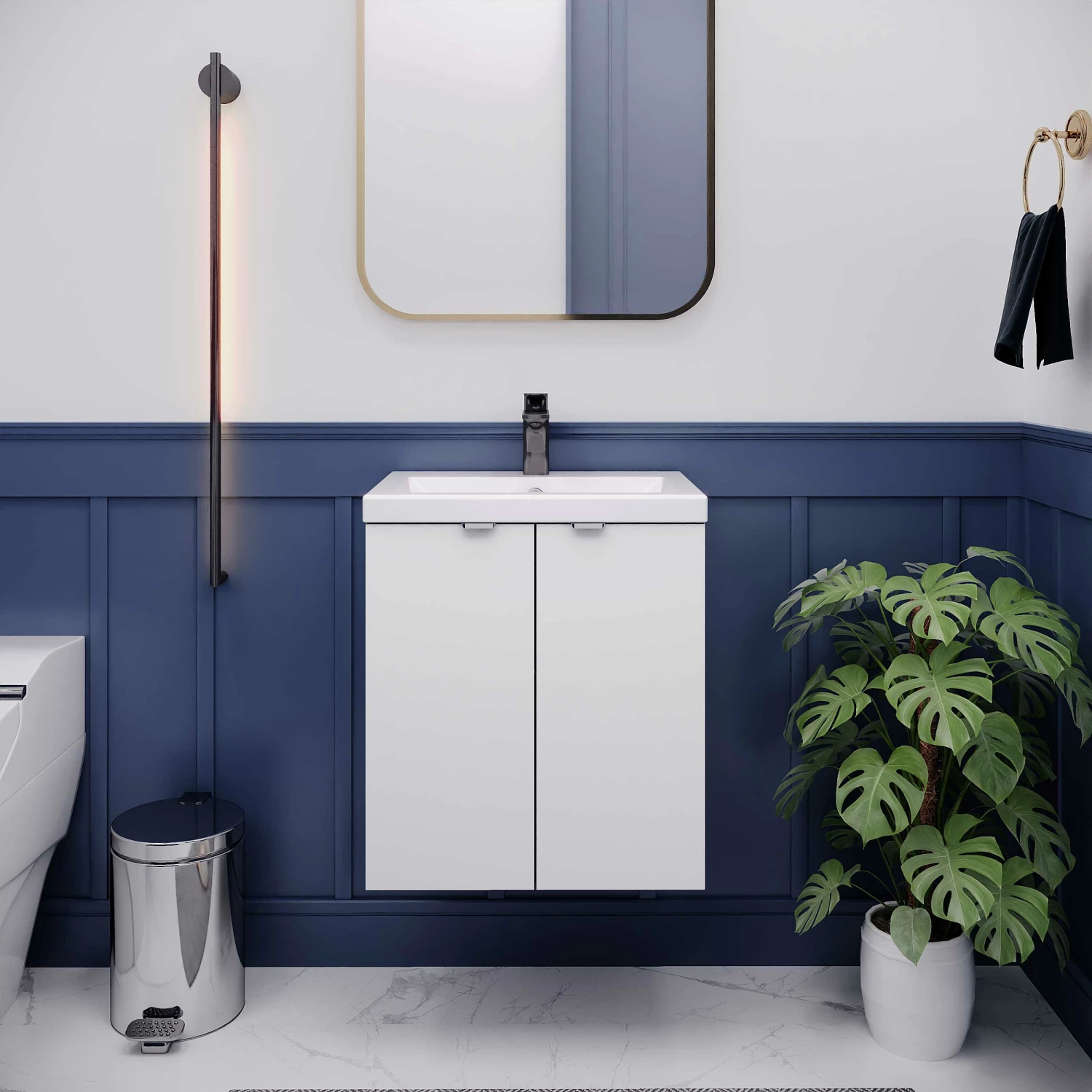 Hudson Reed Fusion Wall Hung 2-Door Vanity Unit With Basin 500mm Wide - Gloss White 8 Hudson Reed Fusion Wall Hung 2-Door Vanity Unit With Basin 500mm Wide - Gloss White - Image 6