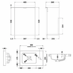 Hudson Reed Fusion Wall Hung 1-Door Vanity Unit With Compact Basin 400mm Wide - Gloss White -HEATANDPLUMB Sales hudson reed fusion vanity unit cbi337 1 3