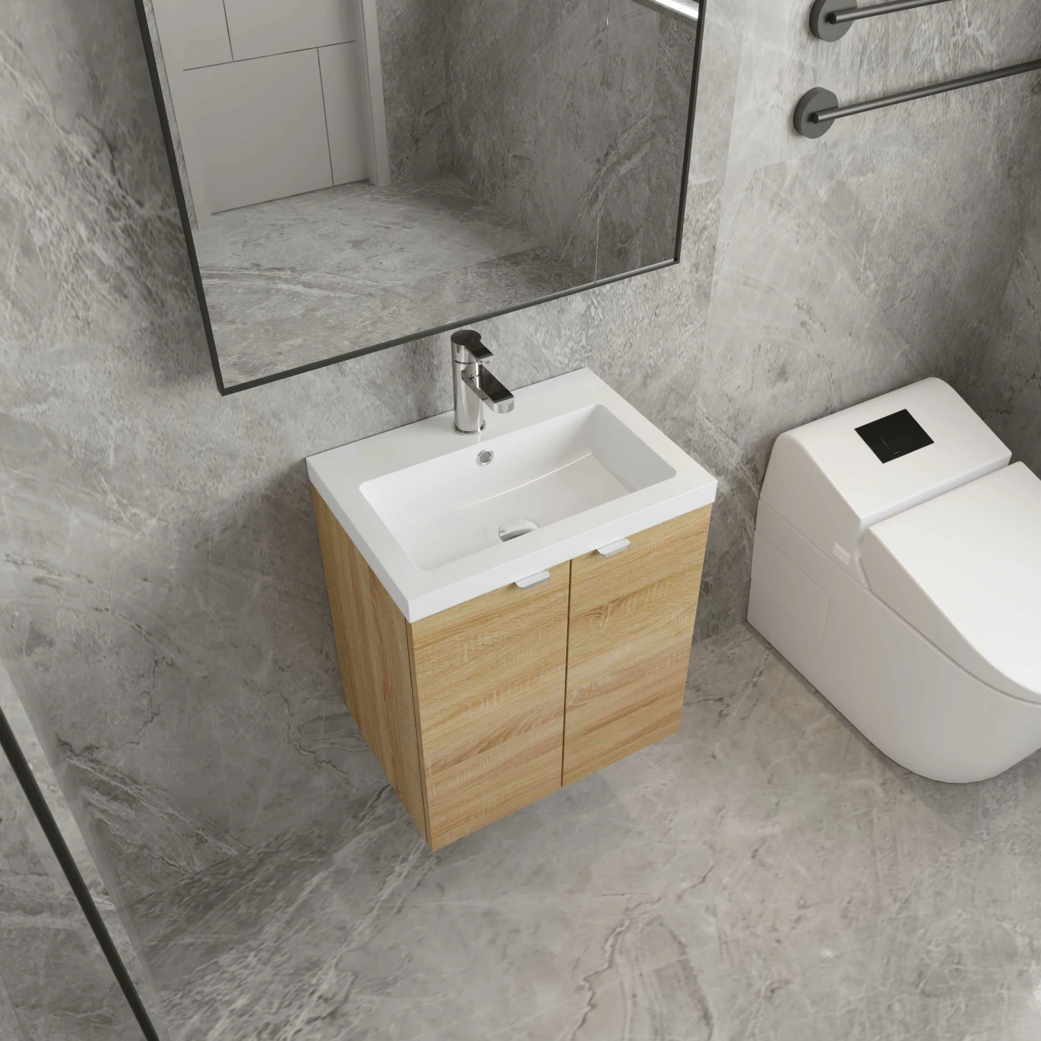 Hudson Reed Fusion Wall Hung 2-Door Vanity Unit With Basin 500mm Wide - Gloss White 4 Hudson Reed Fusion Wall Hung 2-Door Vanity Unit With Basin 500mm Wide - Gloss White - Image 2