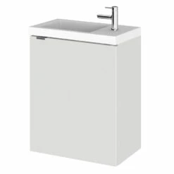 Hudson Reed Fusion Wall Hung 1-Door Vanity Unit With Compact Basin 400mm Wide - Gloss Grey Mist