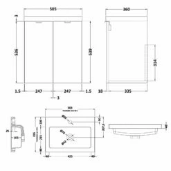 Hudson Reed Fusion Wall Hung 2-Door Vanity Unit With Basin 500mm Wide - Gloss White
