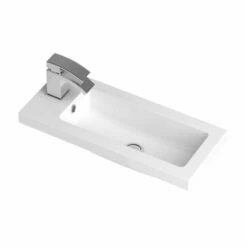 Hudson Reed Fusion Wall Hung 2-Door Vanity Unit With Compact Basin 600mm Wide - Charcoal Black Woodgrain