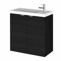 Hudson Reed Fusion Wall Hung 2-Door Vanity Unit With Compact Basin 600mm Wide - Charcoal Black Woodgrain 12 Hudson Reed Fusion Wall Hung 2-Door Vanity Unit With Compact Basin 600mm Wide - Charcoal Black Woodgrain -HEATANDPLUMB Sales hudson reed fusion vanity unit cbi638 2