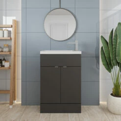 Hudson Reed Fusion Compact Vanity Unit With Basin 600mm Wide - Gloss Grey -HEATANDPLUMB Sales hudson reed fusion vanity unit hrfuscfsvub6 6