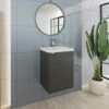 Hudson Reed Fusion Wall Hung 1-Door Vanity Unit With Basin 400mm Wide - Gloss Grey 2 Hudson Reed Fusion Wall Hung 1-Door Vanity Unit With Basin 400mm Wide - Gloss Grey -HEATANDPLUMB Sales hudson reed fusion vanity unit hrfuswh1dovb40 9