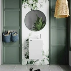 Hudson Reed Fusion Wall Hung 1-Door Vanity Unit With Compact Basin 400mm Wide - Gloss Grey Mist -HEATANDPLUMB Sales hudson reed fusion vanity unit hrfuswh1dovcb40 5