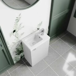 Hudson Reed Fusion Wall Hung 1-Door Vanity Unit With Compact Basin 400mm Wide - Gloss White -HEATANDPLUMB Sales hudson reed fusion vanity unit hrfuswh1dovcb40 6 2