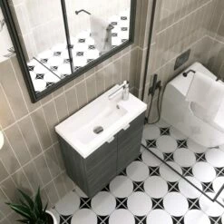 Hudson Reed Fusion Wall Hung 2-Door Vanity Unit With Compact Basin 500mm Wide - Gloss Grey Mist