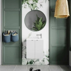 Hudson Reed Fusion Wall Hung 2-Door Vanity Unit With Compact Basin 500mm Wide - Gloss Grey Mist -HEATANDPLUMB Sales hudson reed fusion vanity unit hrfuswh2dovucb5 8