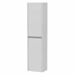 Hudson Reed Havana Wall Hung 2-Door Tall Storage Unit 350mm Wide - White Ash