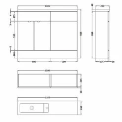 Hudson Reed Fusion Compact Combination Unit With Slimline Basin - 1100mm Wide - Anthracite Woodgrain -HEATANDPLUMB Sales hudson reed hudson reed bathroom furniture cbi101 3