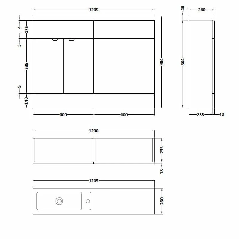 Hudson Reed Fusion Compact Combination Unit With 600mm WC Unit - 1200mm Wide - Gloss White 8 Hudson Reed Fusion Compact Combination Unit With 600mm WC Unit - 1200mm Wide - Gloss White - Image 6