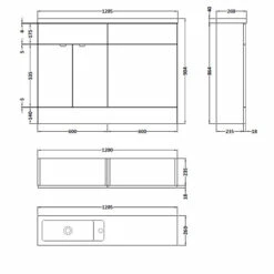 Hudson Reed Fusion Compact Combination Unit With 600mm WC Unit - 1200mm Wide - Anthracite Woodgrain 9 Hudson Reed Fusion Compact Combination Unit With 600mm WC Unit - 1200mm Wide - Anthracite Woodgrain -HEATANDPLUMB Sales hudson reed hudson reed bathroom furniture cbi108
