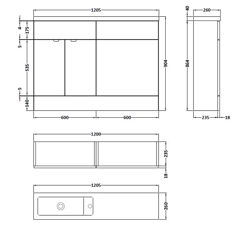 Hudson Reed Fusion Compact Combination Unit With 600mm WC Unit - 1200mm Wide - Anthracite Woodgrain 5 Hudson Reed Fusion Compact Combination Unit With 600mm WC Unit - 1200mm Wide - Anthracite Woodgrain - Image 3