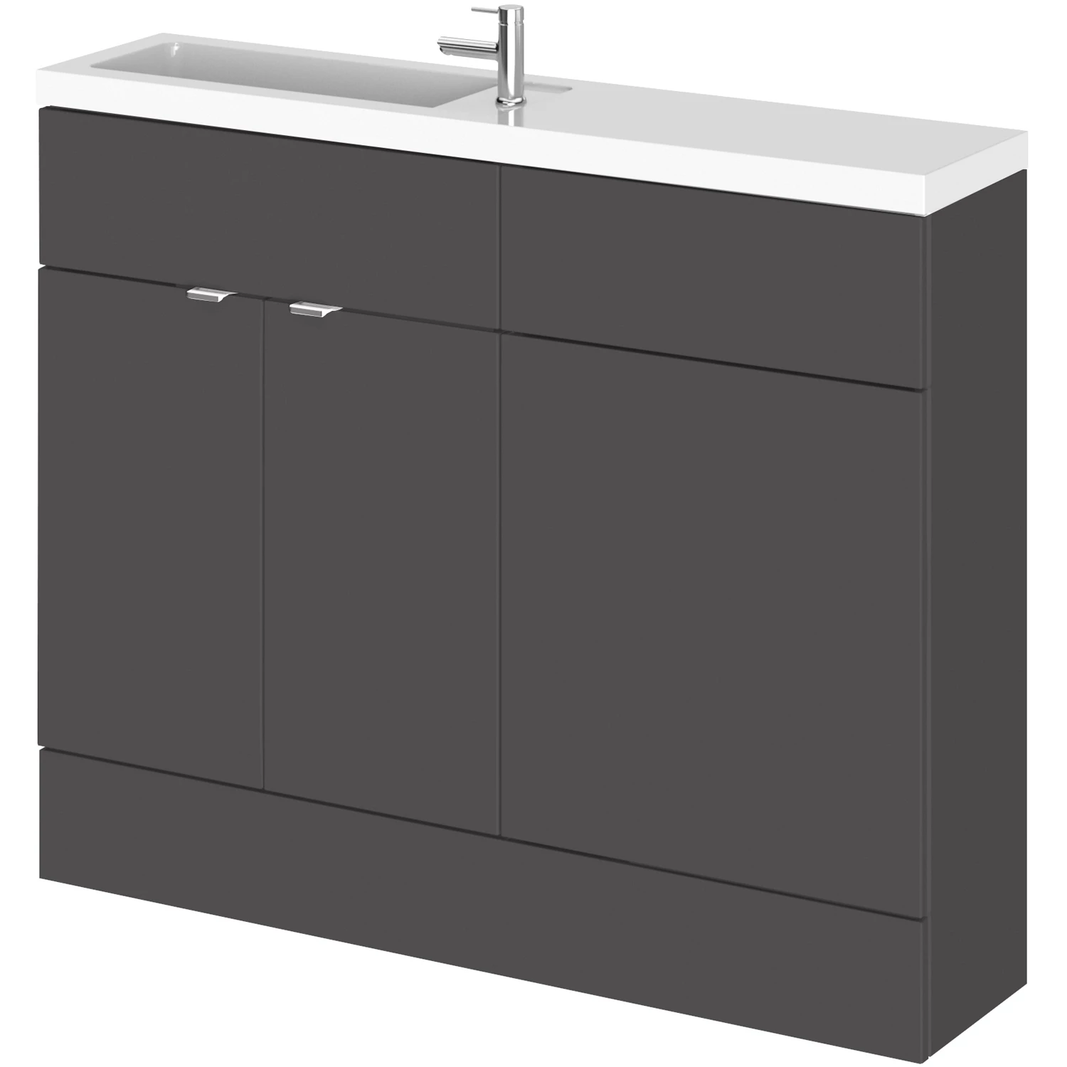 Hudson Reed Fusion Compact Combination Unit With Slimline Basin - 1100mm Wide - Gloss Grey 6 Hudson Reed Fusion Compact Combination Unit With Slimline Basin - 1100mm Wide - Gloss Grey - Image 4