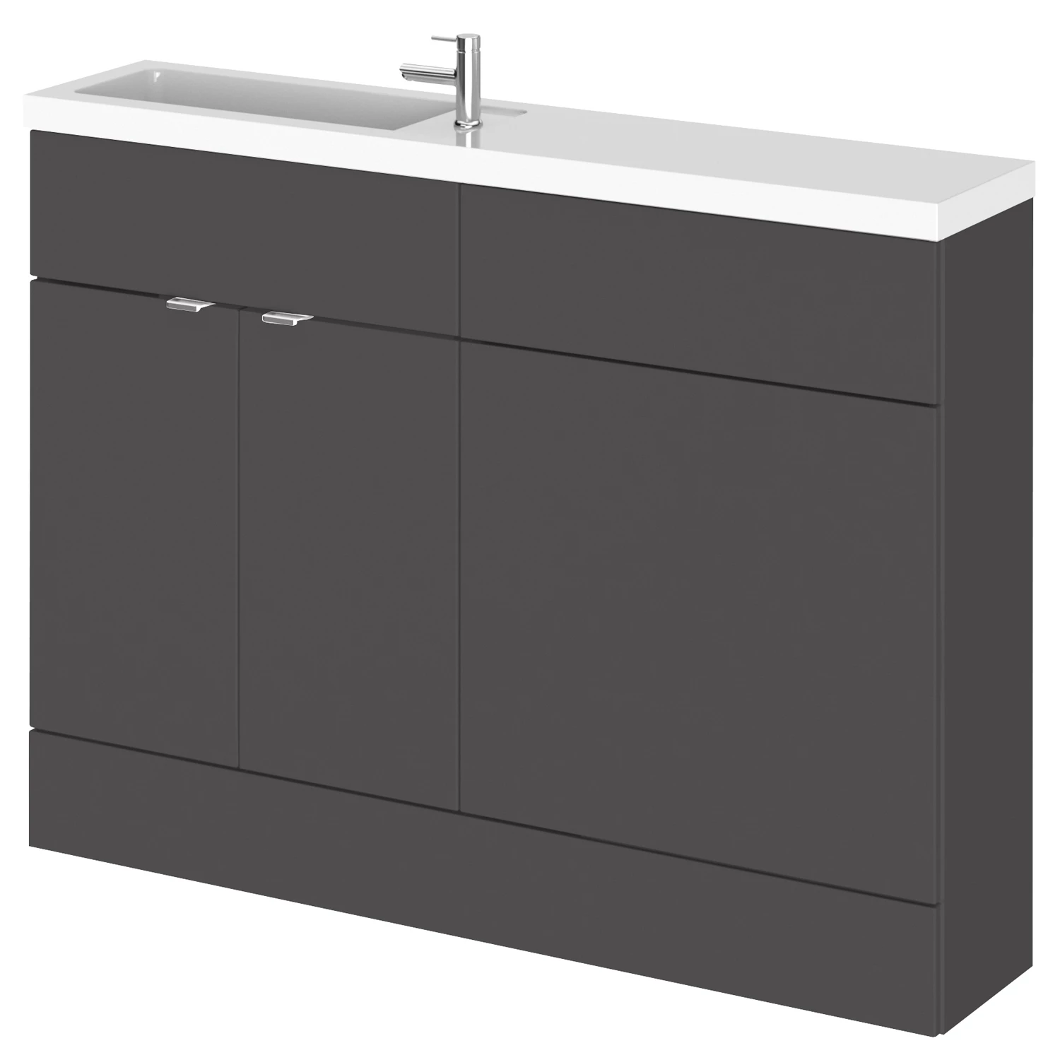 Hudson Reed Fusion Compact Combination Unit With 600mm WC Unit - 1200mm Wide - Gloss Grey 3 Hudson Reed Fusion Compact Combination Unit With 600mm WC Unit - 1200mm Wide - Gloss Grey