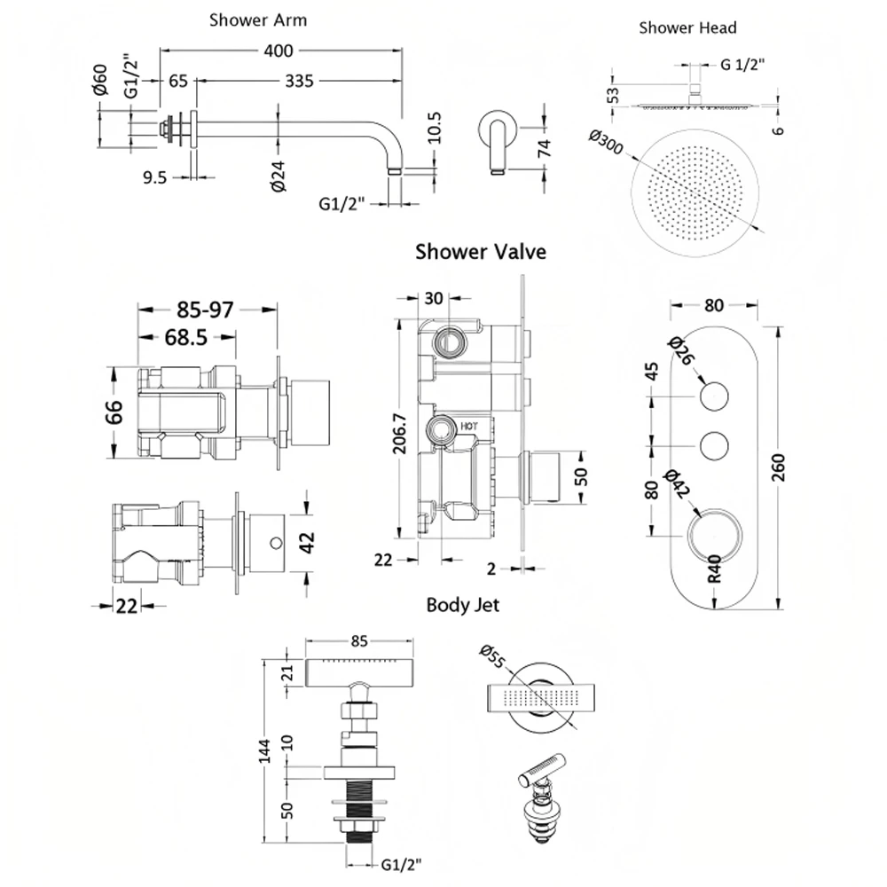 Hudson Reed Ignite Concealed Shower Mixer With Fixed Head And Body Jets - Chrome 7 Hudson Reed Ignite Concealed Shower Mixer With Fixed Head And Body Jets - Chrome - Image 5