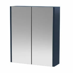 Hudson Reed Juno Mirrored Bathroom Cabinet (50/50) 600mm Wide - Electric Blue