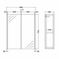 Hudson Reed Juno Mirrored Bathroom Cabinet (50/50) 600mm Wide - Metallic Slate 5 Hudson Reed Juno Mirrored Bathroom Cabinet (50/50) 600mm Wide - Metallic Slate -HEATANDPLUMB Sales hudson reed juno bathroom cabinet npf2117 1 1
