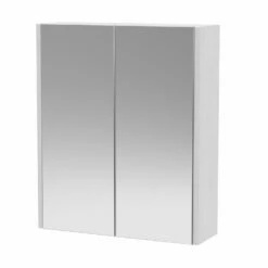Hudson Reed Juno Mirrored Bathroom Cabinet (50/50) 600mm Wide - White Ash