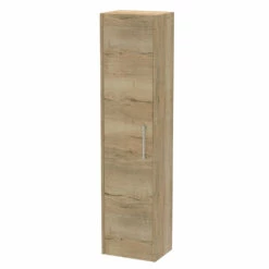 Hudson Reed Juno Wall Hung Tall Storage Unit 350mm Wide - Autumn Oak