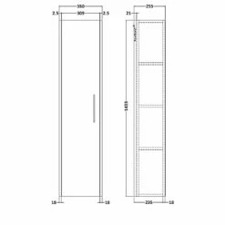 Hudson Reed Juno Wall Hung Tall Storage Unit 350mm Wide - Electric Blue