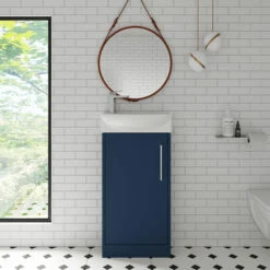 Hudson Reed Juno Compact RH Floor Standing Vanity Unit And Basin 440mm Wide - Electric Blue 10 Hudson Reed Juno Compact RH Floor Standing Vanity Unit And Basin 440mm Wide - Electric Blue -HEATANDPLUMB Sales hudson reed juno compact vanity unit jnu1721r 1