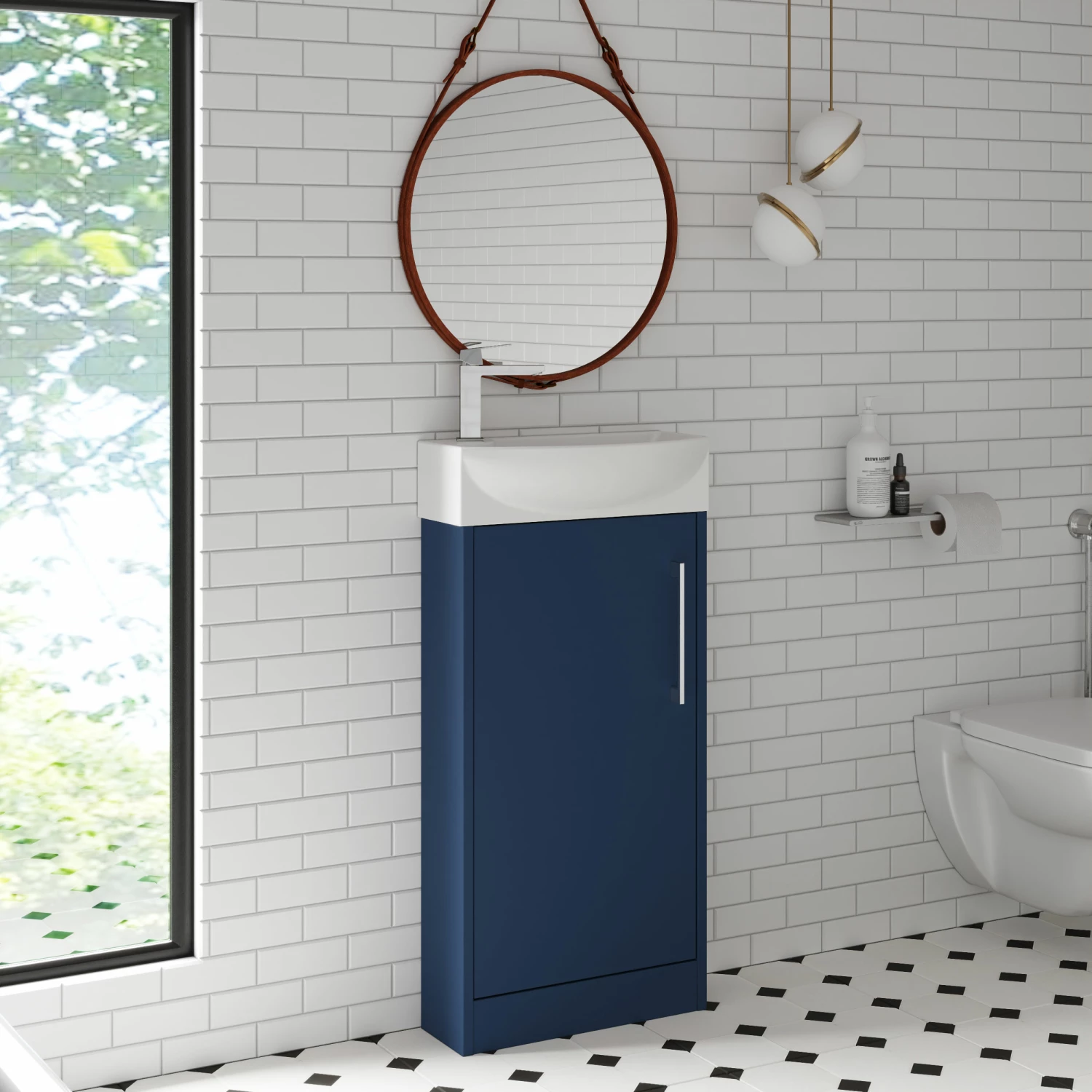 Hudson Reed Juno Compact RH Floor Standing Vanity Unit And Basin 440mm Wide - Electric Blue 6 Hudson Reed Juno Compact RH Floor Standing Vanity Unit And Basin 440mm Wide - Electric Blue - Image 4