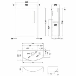 Hudson Reed Juno Compact LH Wall Hung Vanity Unit And Basin 440mm Wide - Autumn Oak -HEATANDPLUMB Sales hudson reed juno compact vanity unit jnu2661l 1